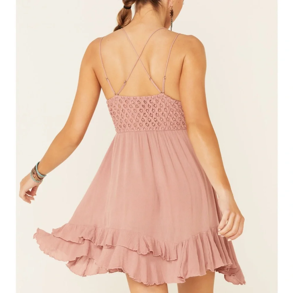 NWT Free People Adella Dress in Rose Size S and M - Picture 4 of 13